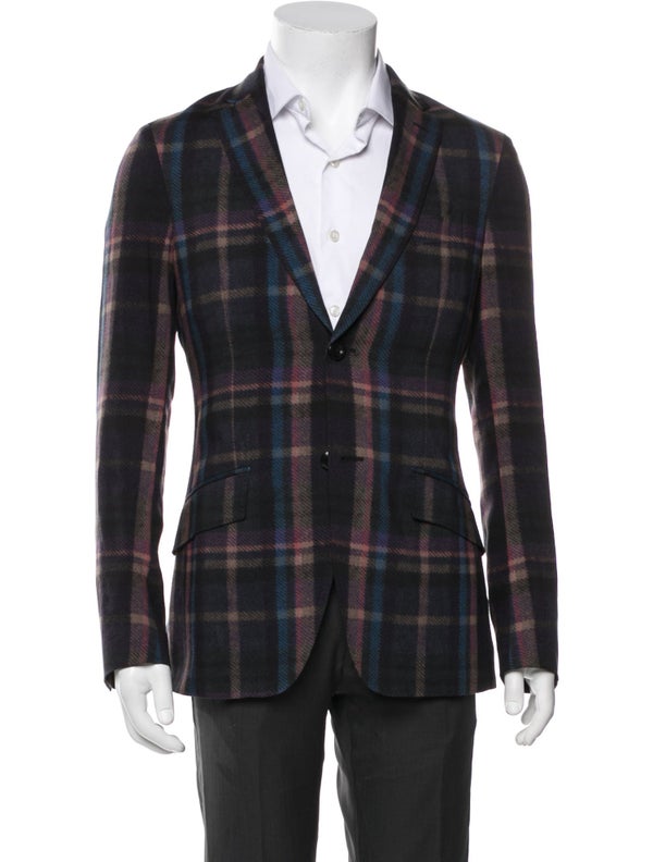 Etro Wool Plaid Print Blazer