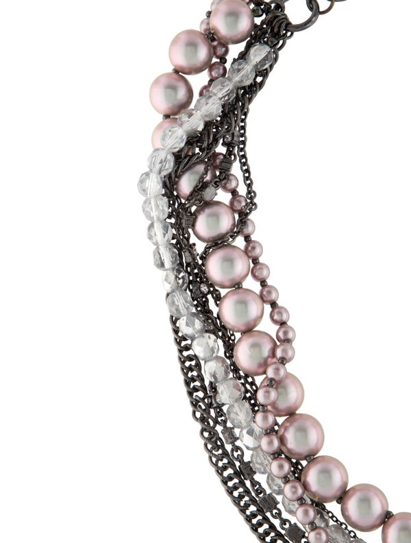 Sequin Faux Pearl & Crystal Multistrand Collar Necklace