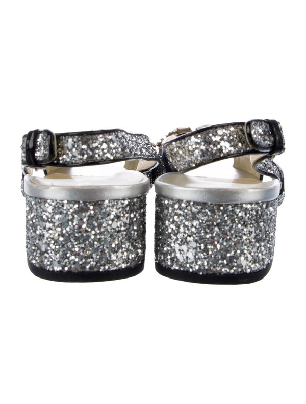 Miu Miu Glitter Crystal Embellishments Slingback Sandals