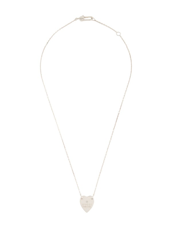 Gucci Engraved Heart Trademark Pendant Necklace