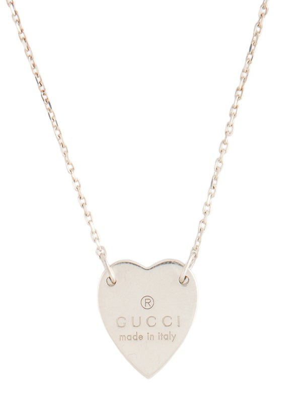 Gucci Engraved Heart Trademark Pendant Necklace