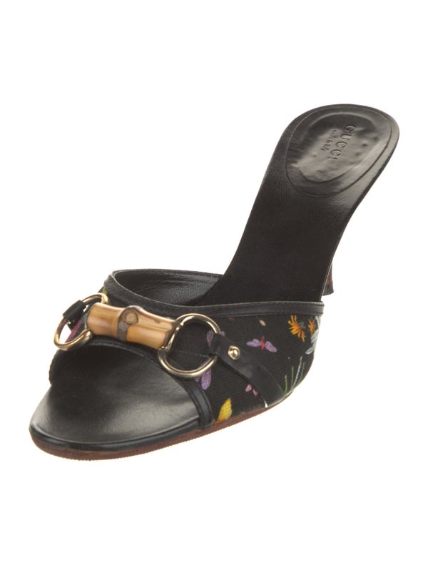 Gucci Flora Print Canvas Slides