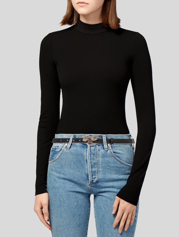 Gucci Sylvie Web Accent Skinny Belt