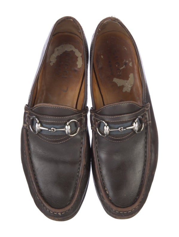 Gucci Web Accent Leather Loafers