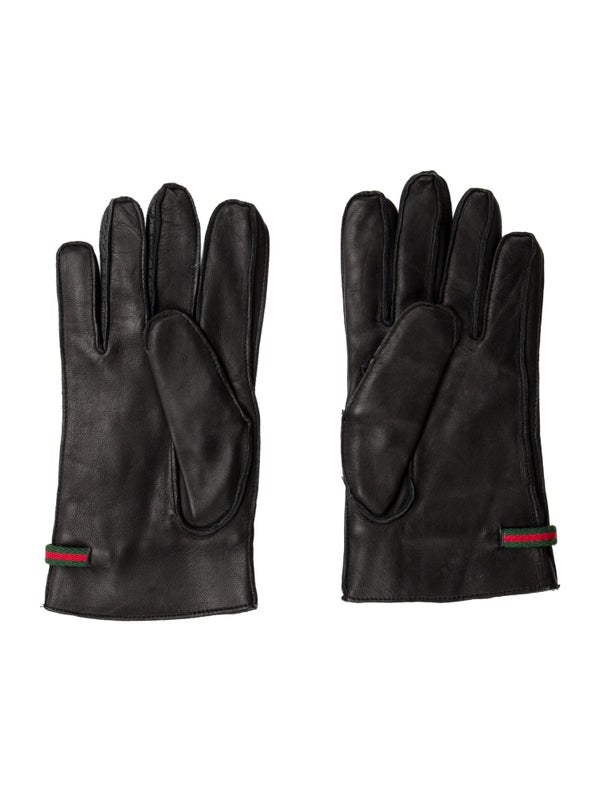 Gucci Web Leather Gloves
