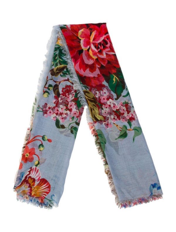 Gucci Wool Floral Print Scarf
