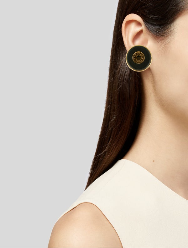 Hermès Leather Clou De Selle Clip-On Earrings