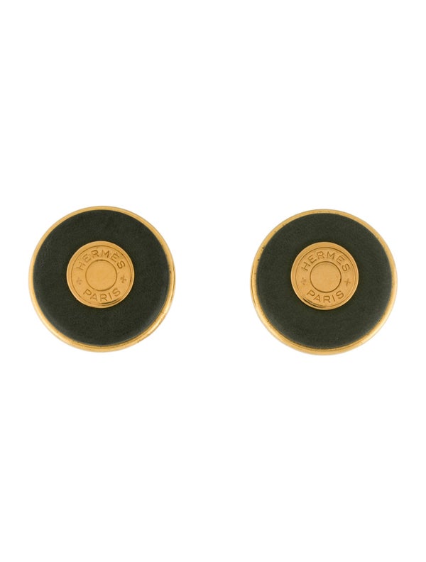 Hermès Leather Clou De Selle Clip-On Earrings