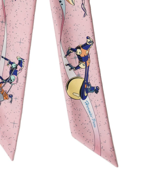 Hermès Space Derby Silk Twilly Scarf W/ Tags