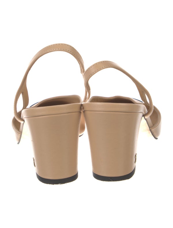 Chanel Interlocking CC Logo Leather Slingback Pumps