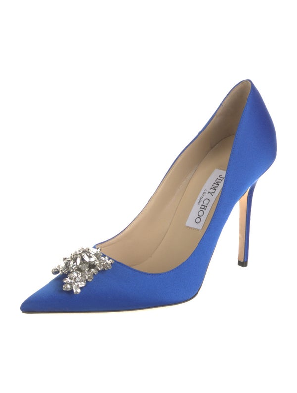 Jimmy Choo Satin Crystal Embellishments Pumps