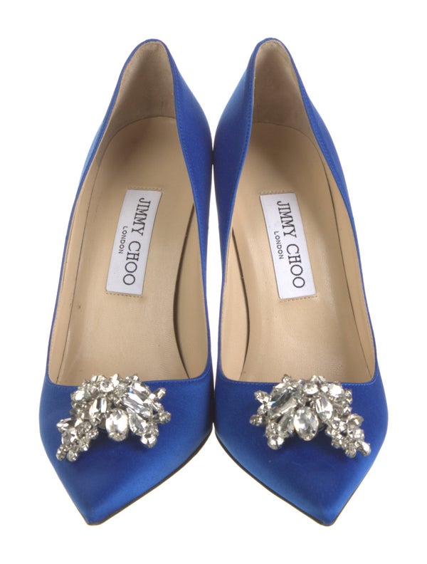 Jimmy Choo Satin Crystal Embellishments Pumps