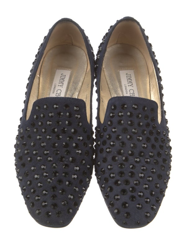 Jimmy Choo Suede Crystal Embellishments Loafers