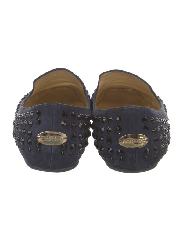 Jimmy Choo Suede Crystal Embellishments Loafers