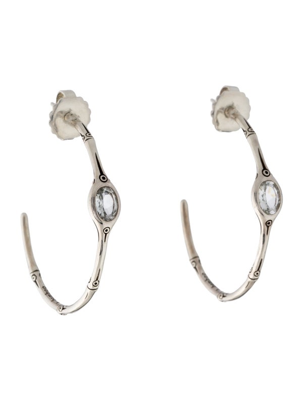John Hardy Topaz Bamboo Hoop Earrings