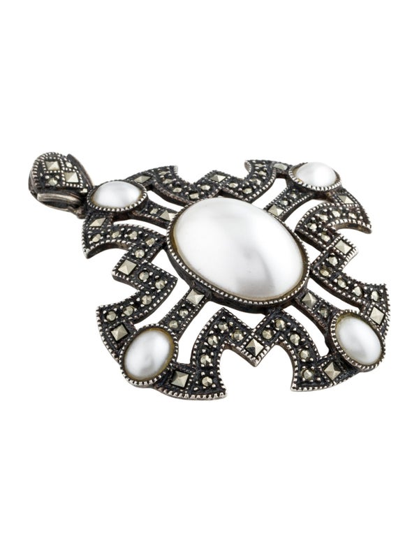Judith Jack Faux Pearl & Marcasite Pendant