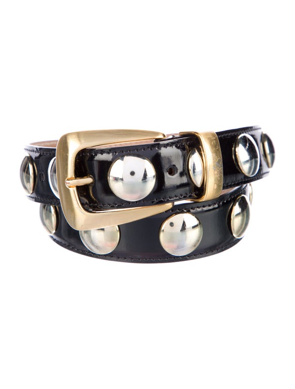 Khaite Patent Leather Studded Accents Waist Belt