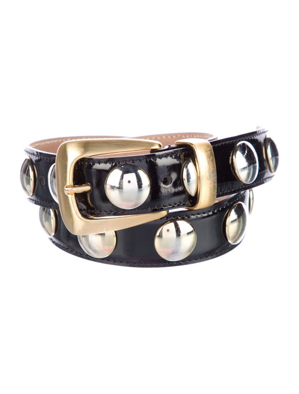 Khaite Patent Leather Studded Accents Waist Belt