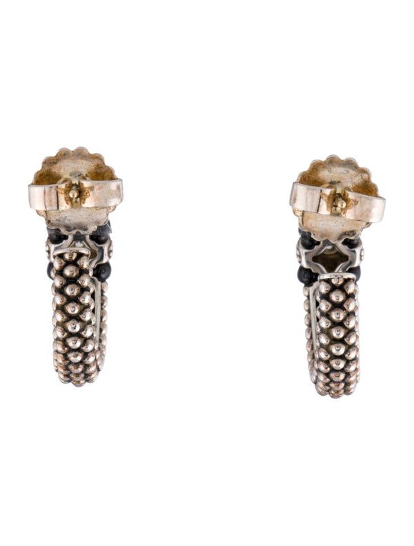 Lagos Diamond & Ceramic Caviar Hoop Earrings