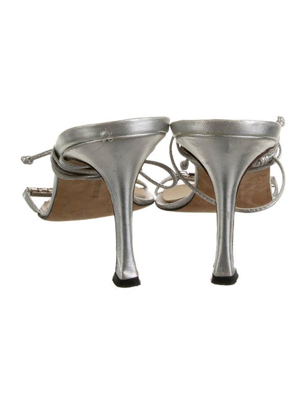 Manolo Blahnik Leather Crystal Embellishments Sandals