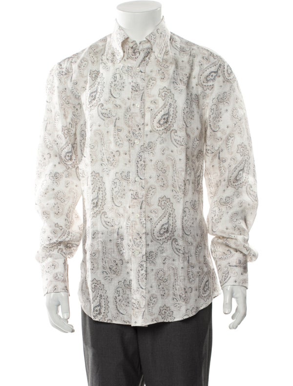 Brunello Cucinelli Linen Paisley Print Shirt w/ Tags