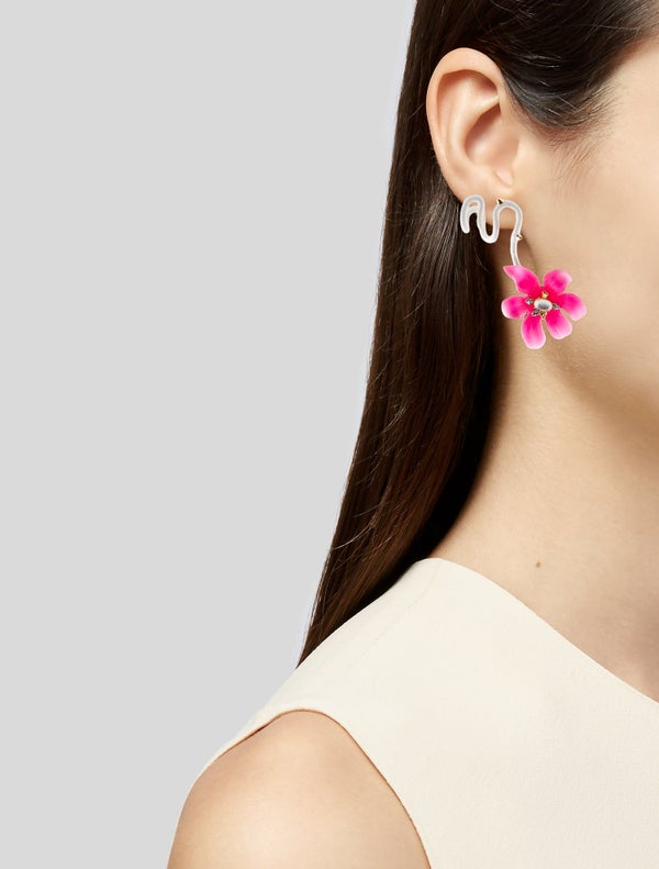 Alexis Bittar Lucite & Crystal Lily Ear Climber Earrings