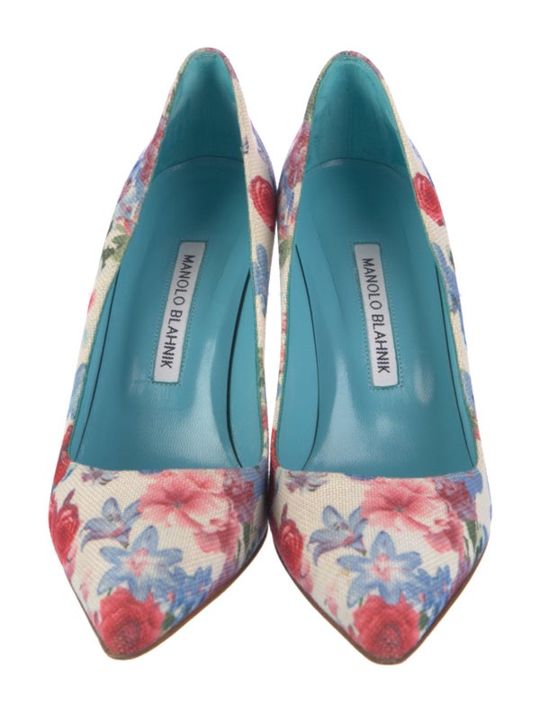 Manolo Blahnik Canvas Floral Print Pumps