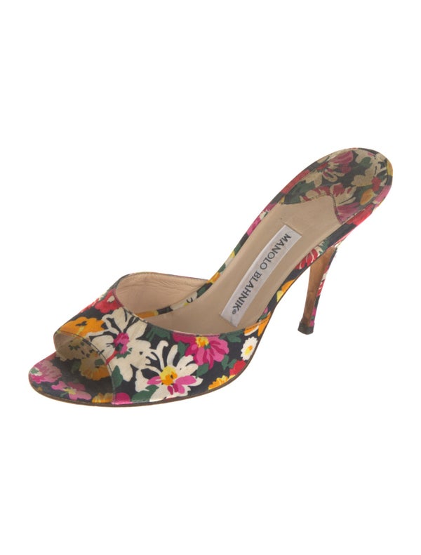Manolo Blahnik Floral Print Slides