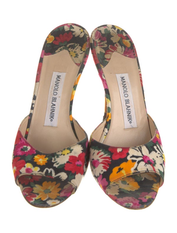 Manolo Blahnik Floral Print Slides