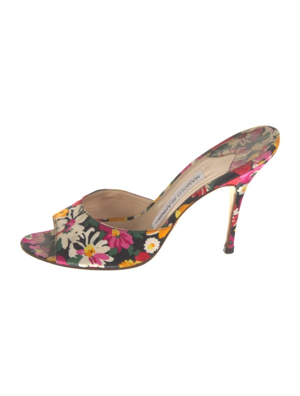 Manolo Blahnik Floral Print Slides