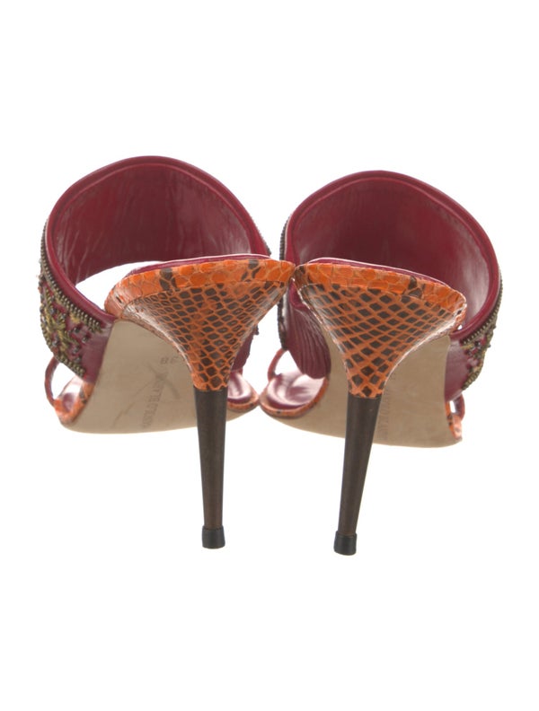 Manolo Blahnik Leather Animal Print Slides