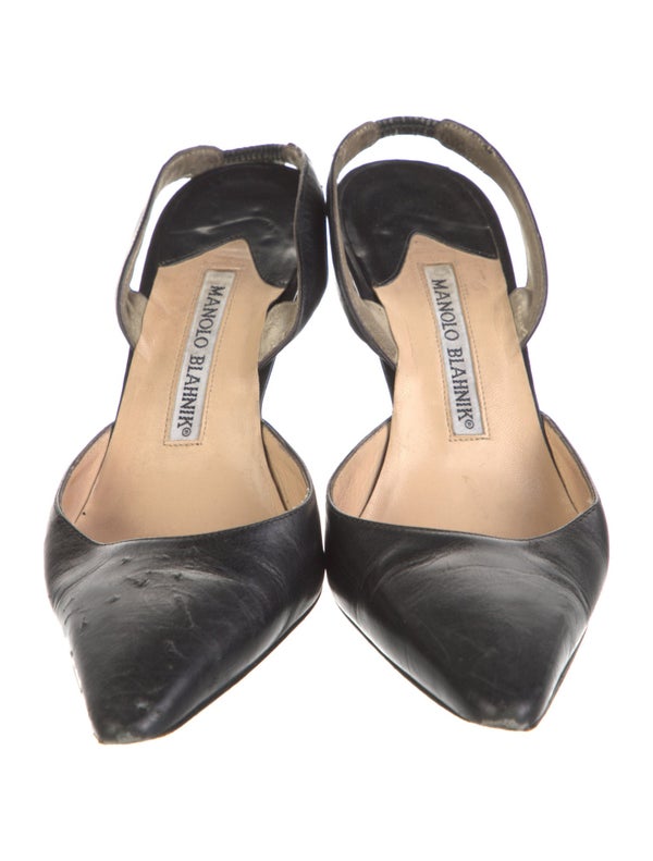 Manolo Blahnik Leather Slingback Pumps