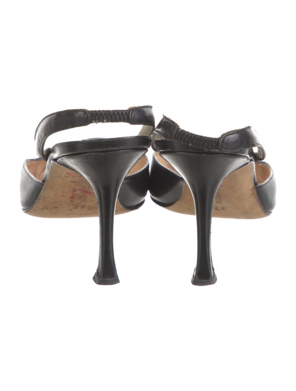 Manolo Blahnik Leather Slingback Pumps