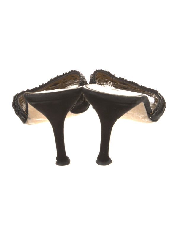 Manolo Blahnik Suede Cutout Accent Slides