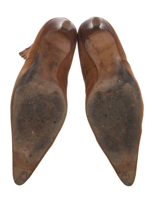 Manolo Blahnik Suede Whipstitch Trim Boots