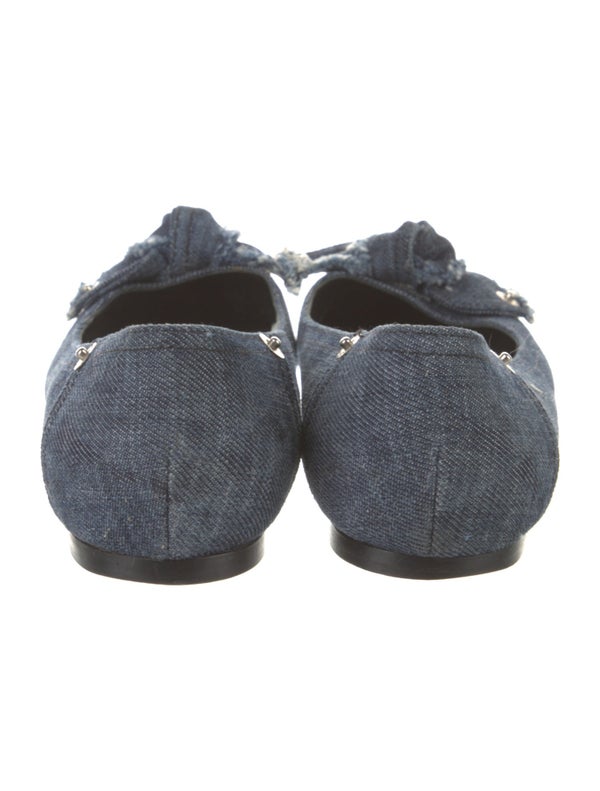 Miu Miu Denim Bow Accents Flats