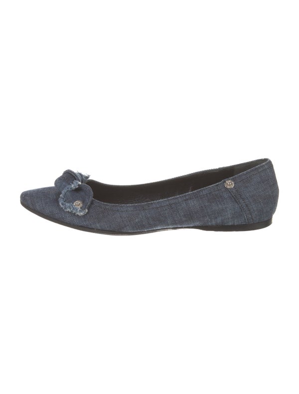 Miu Miu Denim Bow Accents Flats