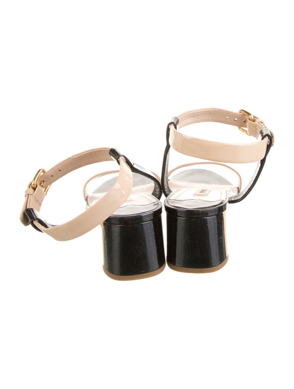 Miu Miu Patent Leather Colorblock Pattern Sandals