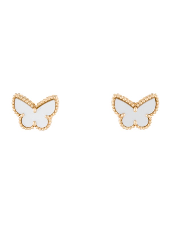Van Cleef & Arpels Mother Of Pearl Sweet Butterflies Stud Earrings