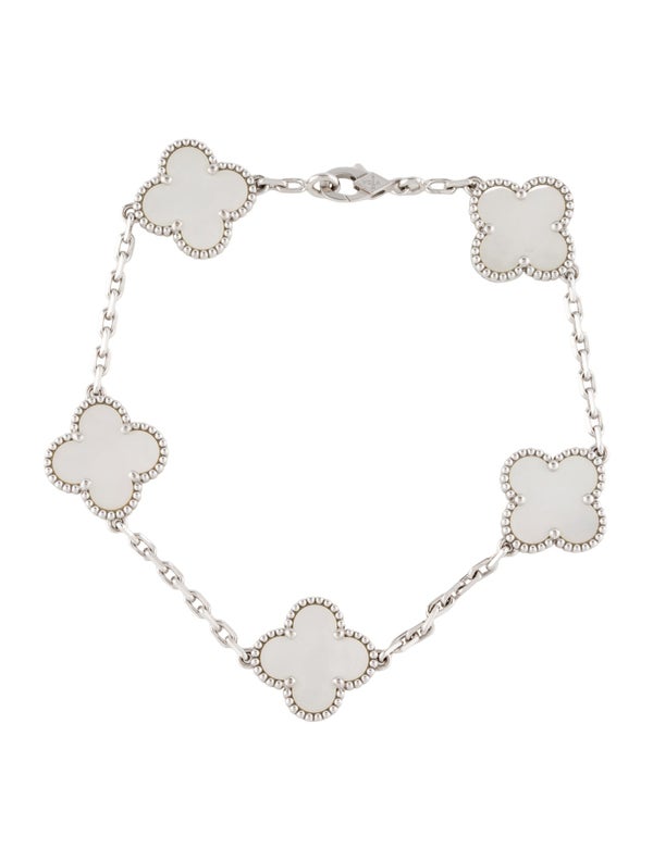 Van Cleef & Arpels Mother of Pearl Vintage Alhambra 5 Motif Bracelet