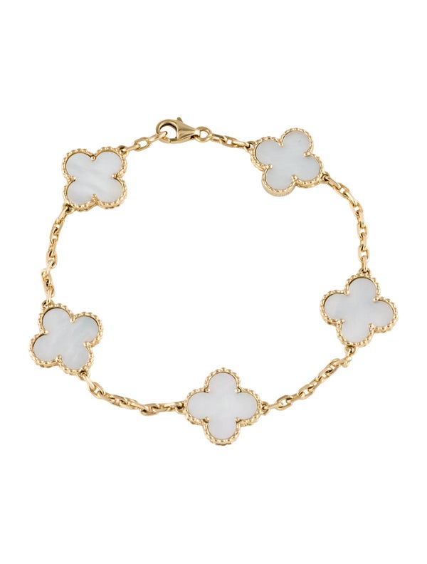 Van Cleef & Arpels Mother Of Pearl Vintage Alhambra Bracelet 5 Motifs