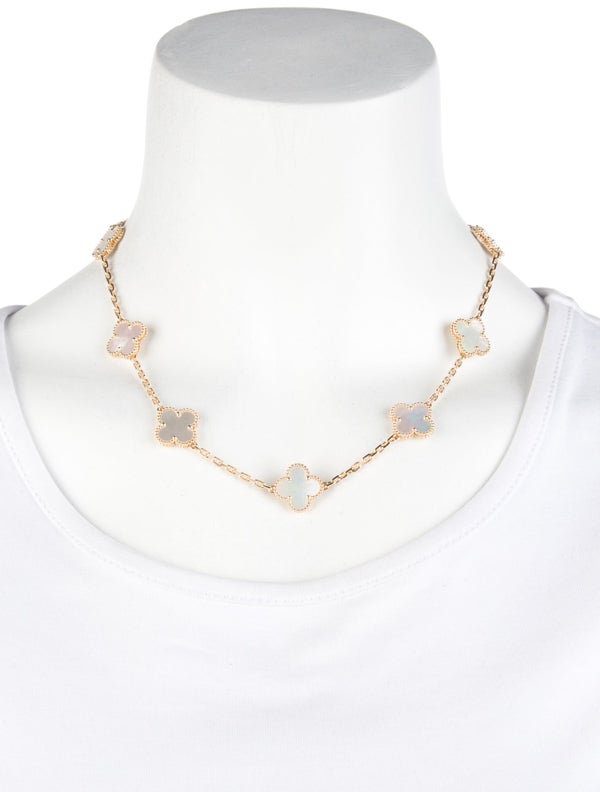 Van Cleef & Arpels Mother Of Pearl.Vintage Alhambra Necklace 10 Motifs