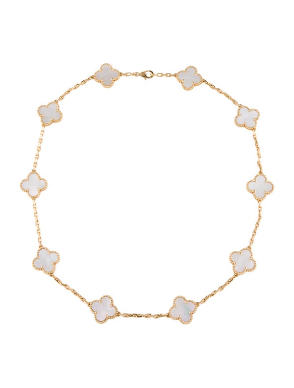 Van Cleef & Arpels Mother Of Pearl.Vintage Alhambra Necklace 10 Motifs