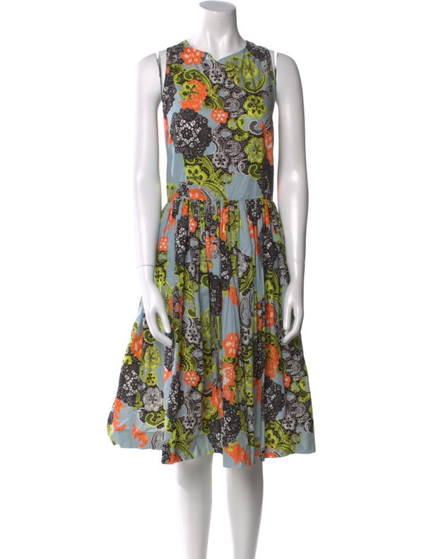 MSGM Floral Print Midi Length Dress