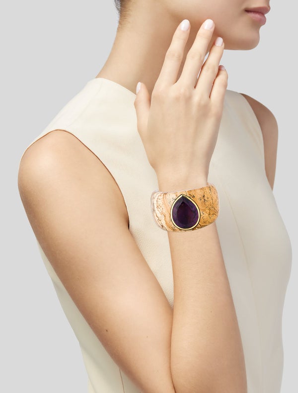 Nicholas Varney Jasper & Amethyst Cuff Bracelet
