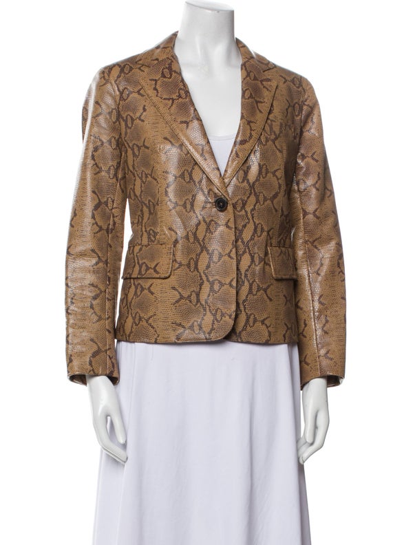 Nili Lotan Leather Animal Print Blazer