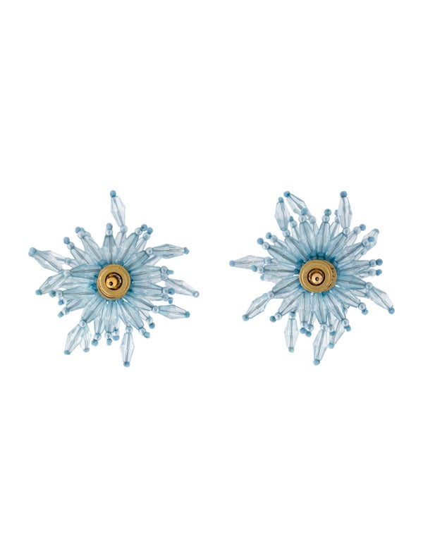 Oscar De La Renta Beaded Flower Stud Earrings