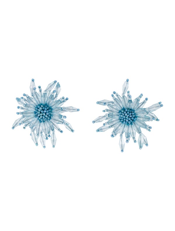 Oscar de la Renta Beaded Flower Stud Earrings