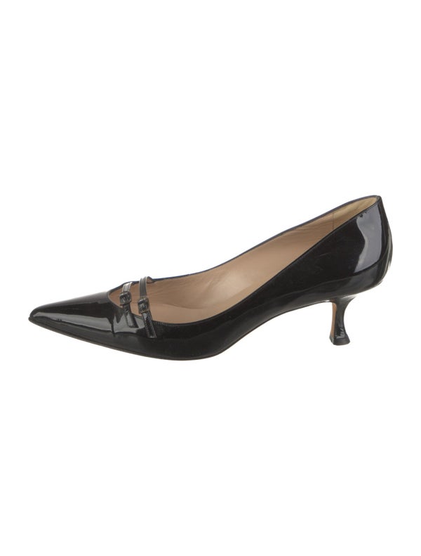 Manolo Blahnik Patent Leather Leather Trim Embellishment Pumps