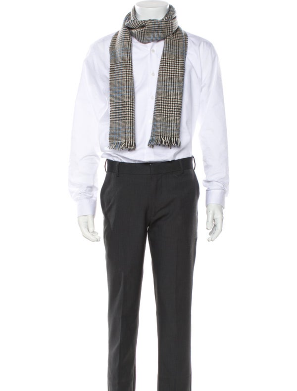 Paul Stuart Cashmere Houndstooth Print Scarf